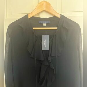 Tommy Hilfiger black sheer layered blouse.